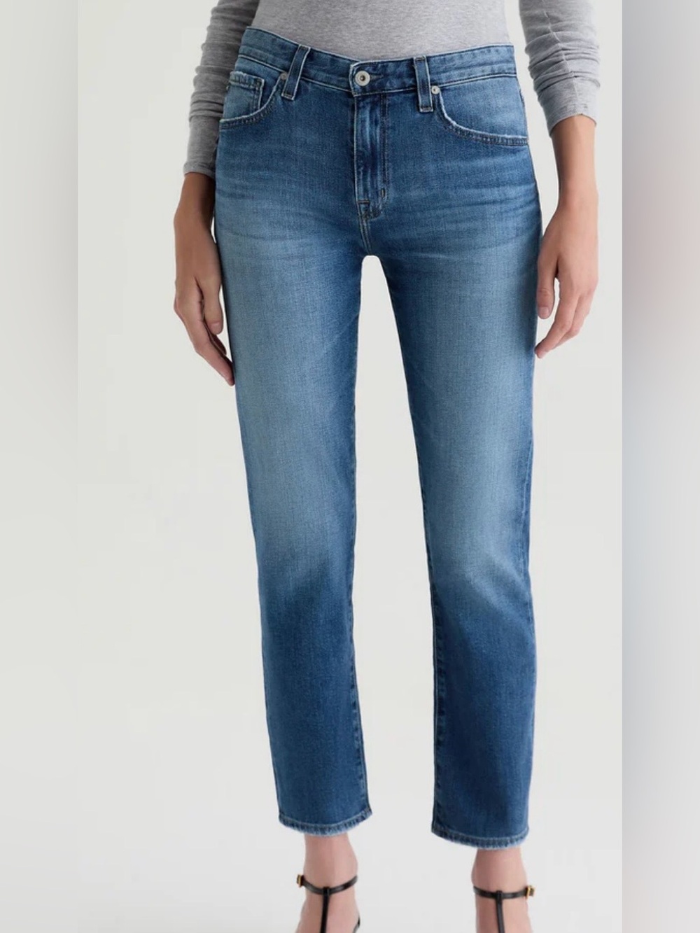 AG Adriano Goldschmied ex boyfriend crop Straight Dark Blue Jeans